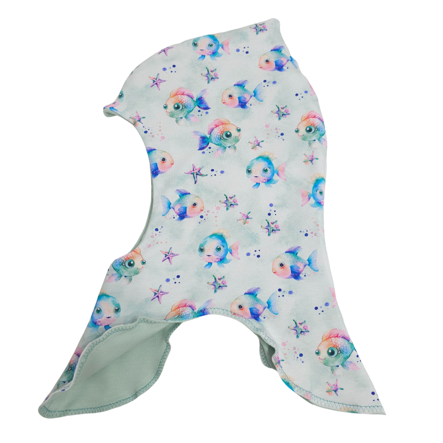 Schlupfmütze bunte Fische (hell mint)